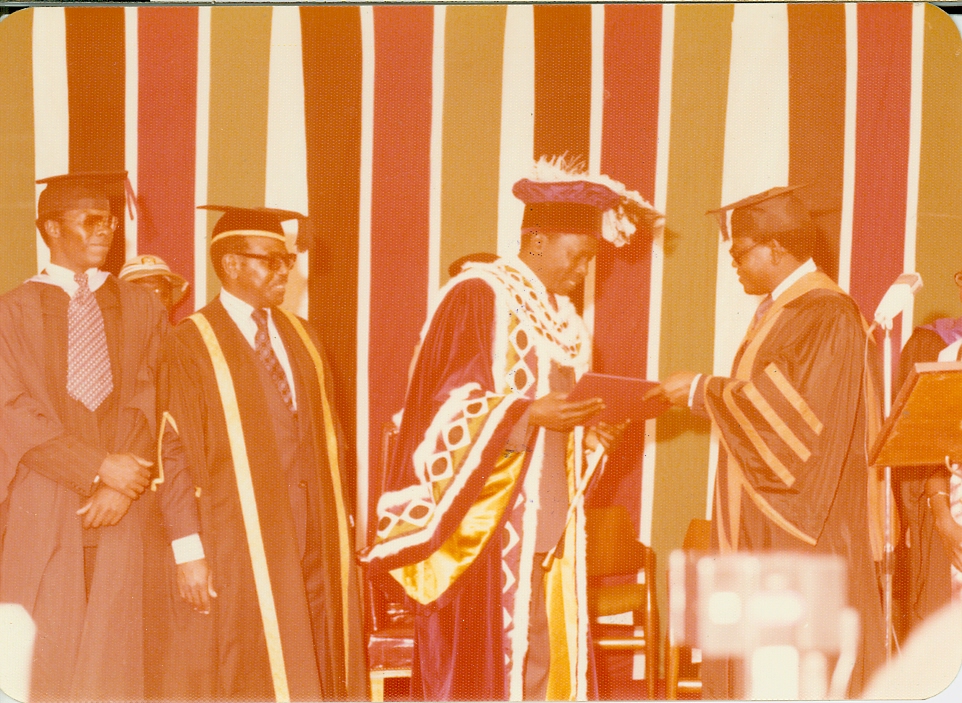 Chairman, Mr. Gachaga, Vice Chancellor, Dr. Karanja honoring President Moi (24th Nov 1978)